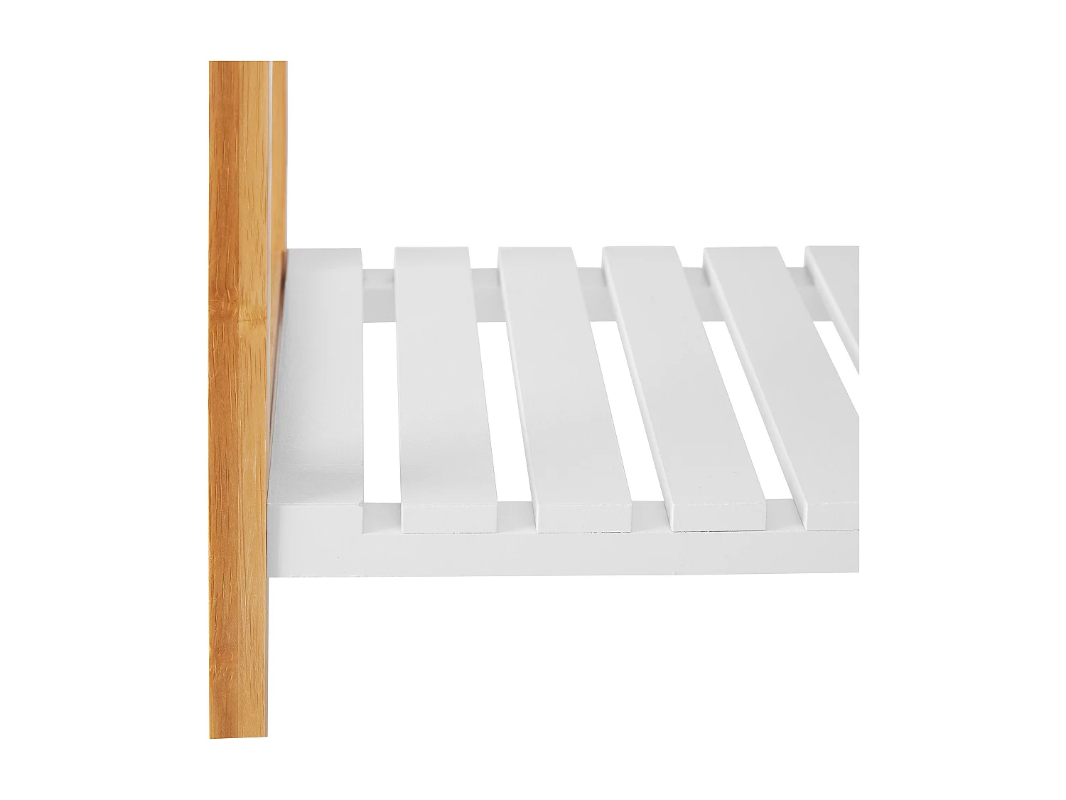 Prateleira cabideiro com sapateira com 4 ganchos 150 cm madeira natural e branco 13_0002296