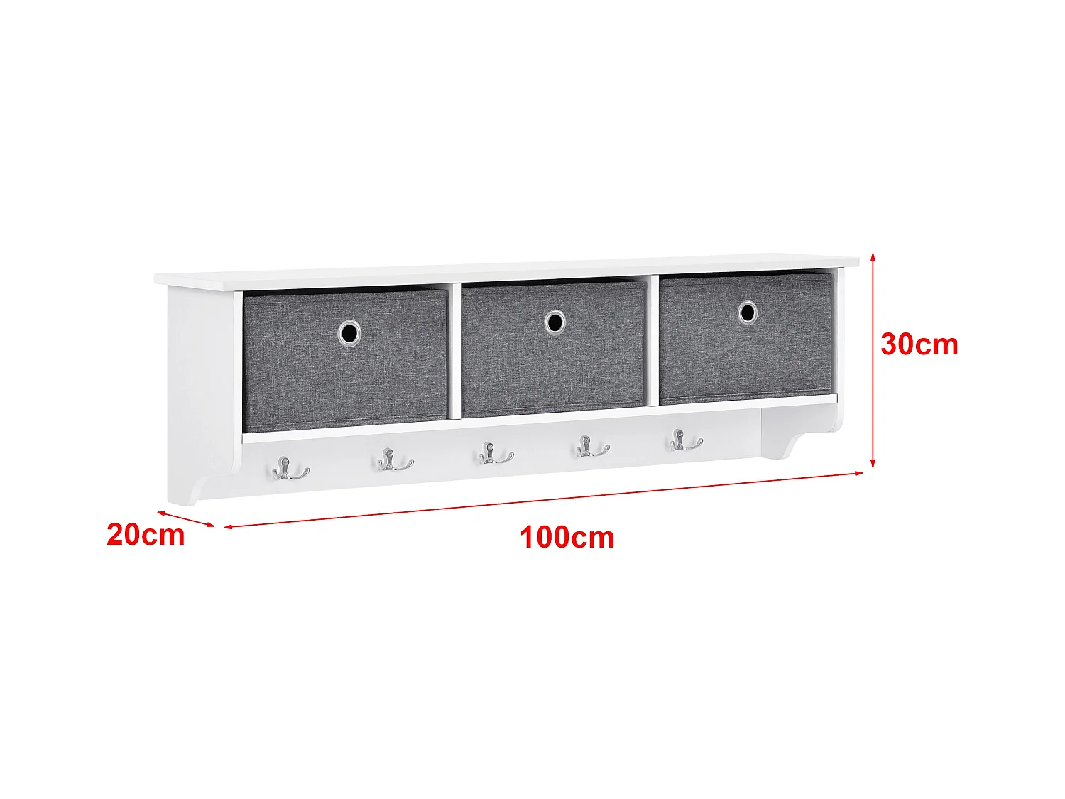 Portemanteau mural 30 x argenté 100 x 20 x 30 cm 03_0008181