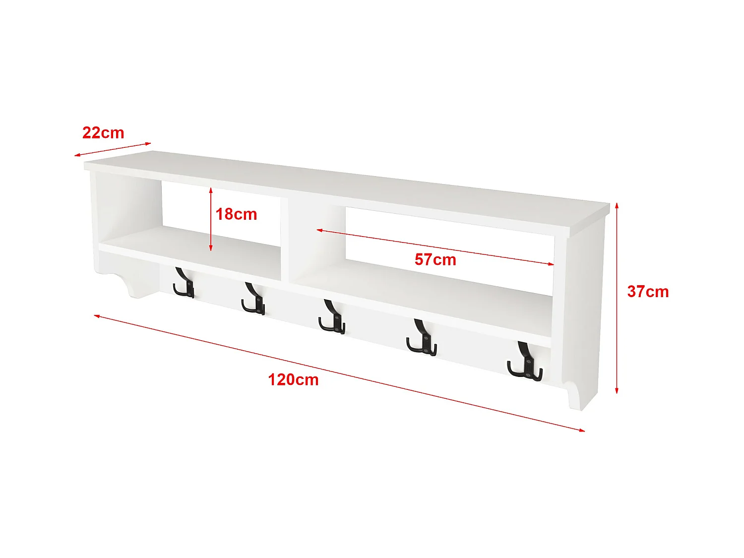 Portemanteau à 15 crochets blanche 120 x 22 x 37 cm 03_0008186