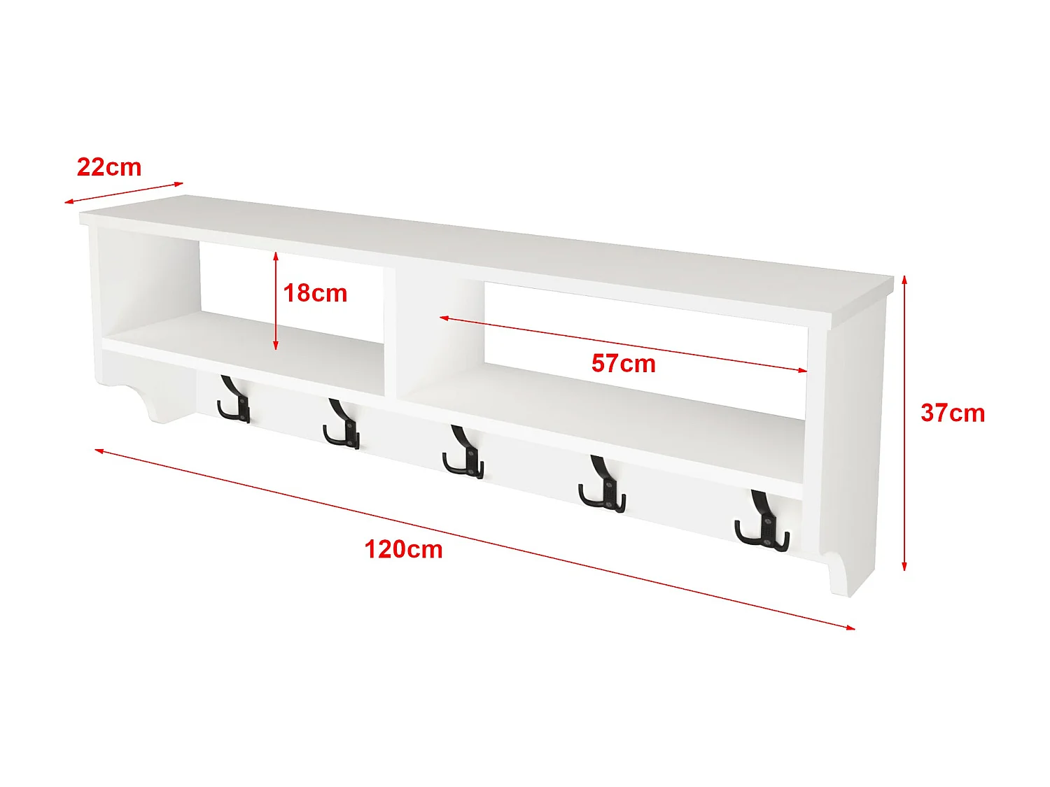 Portemanteau à 15 crochets blanche 120 x 22 x 37 cm 03_0008186