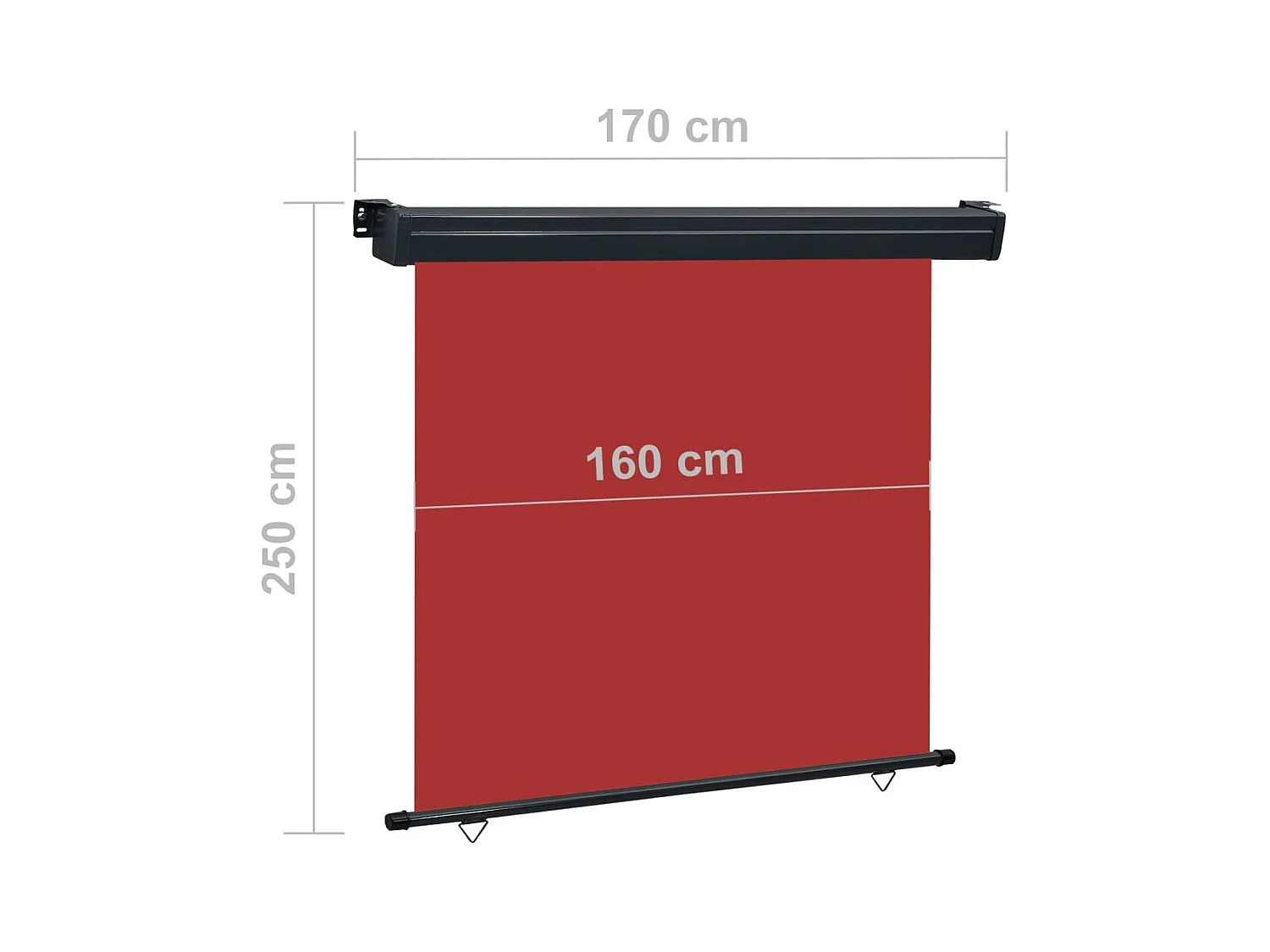Toldo de protección lateral retráctil para patio, jardín, terraza, balcón, protección visual, 170 x 250 cm, rojo 02_0007031