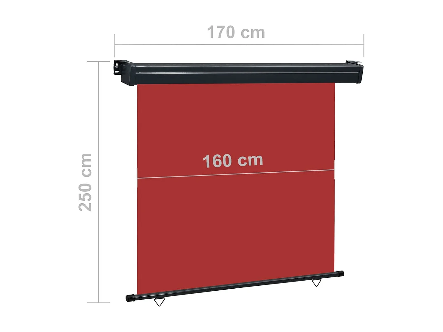 Tela de toldo cortina de privacidade lateral retrátil para pátio jardim terraço varanda tela de proteção visual 170 x 250 cm vermelho 02_0007031