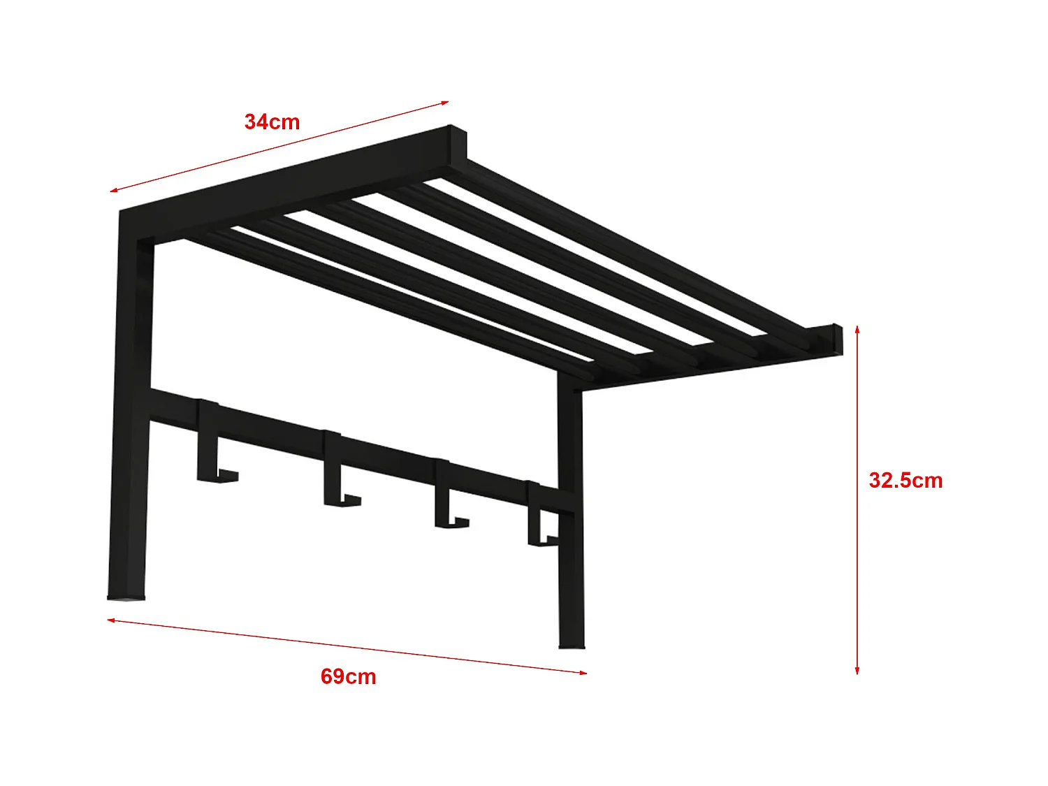 Perchero con 4 ganchos 325 x 69 x 34 cm negro 03_0008184