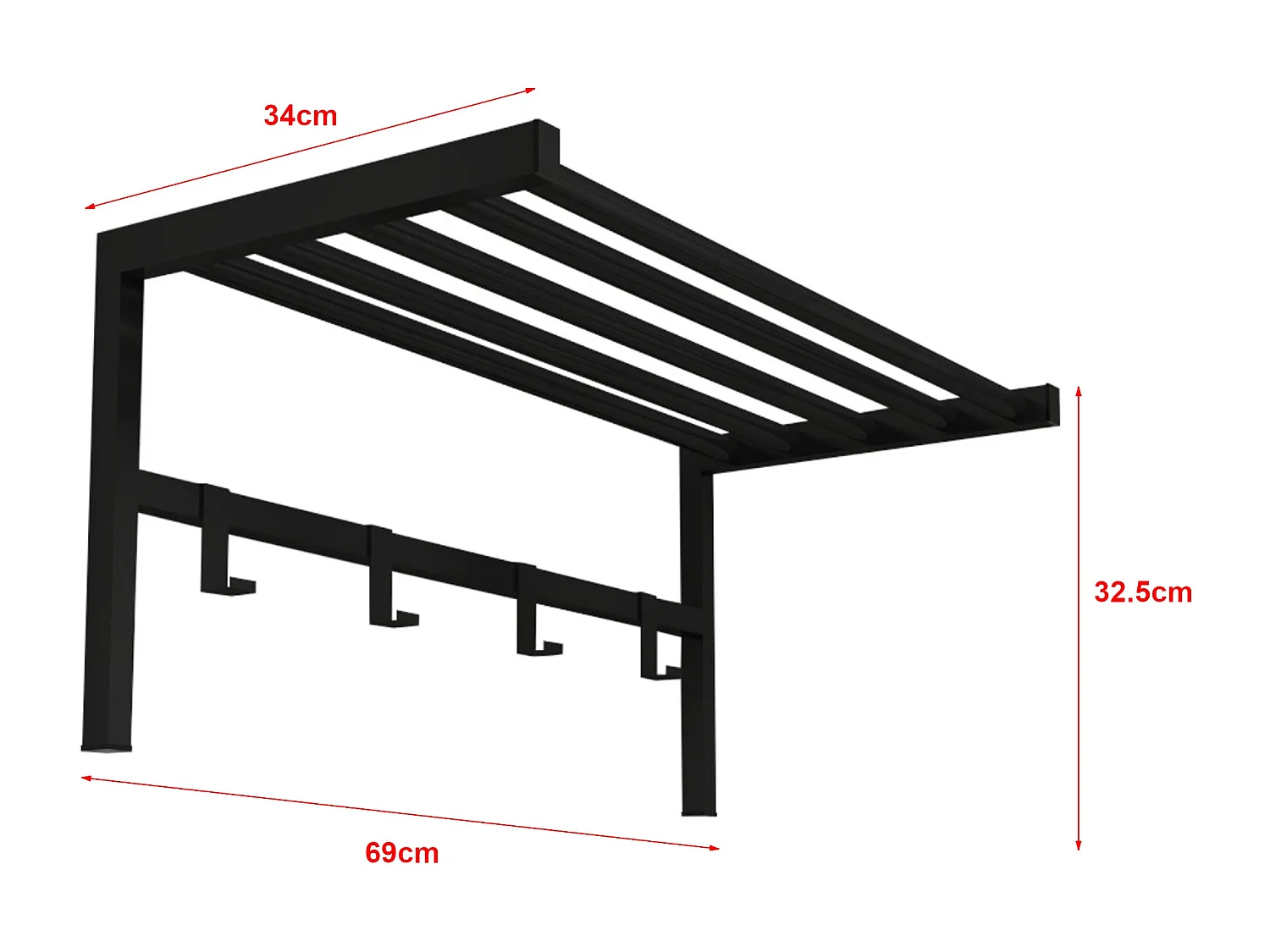 Perchero con 4 ganchos 325 x 69 x 34 cm negro 03_0008184
