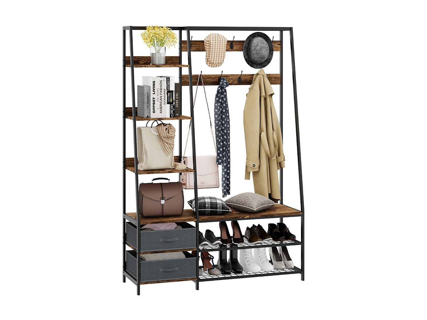 Attaccapanni Moderno A Parete Con Quattro Ganci Effetto Legno II13 80x119 Rovere E Grigio - Foto 12