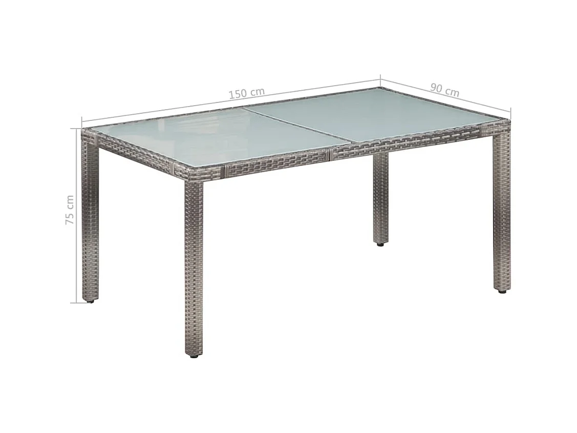 Mobilier à dîner salon résine grise 150 x 90 x 75 cm 02_0014819