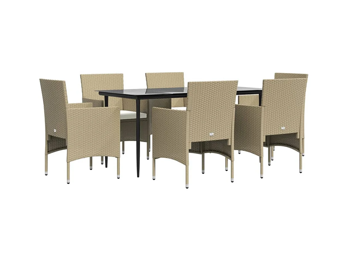 Cojines para muebles de jardín y comedor 7 piezas beige/negro 02_0014620