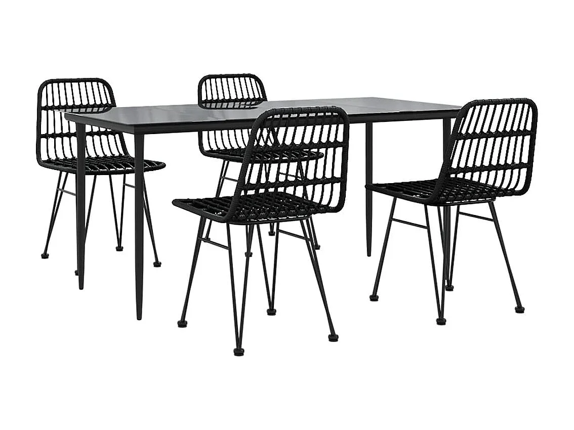 Muebles de comedor de jardín 5 piezas mimbre resina negro 02_0014784