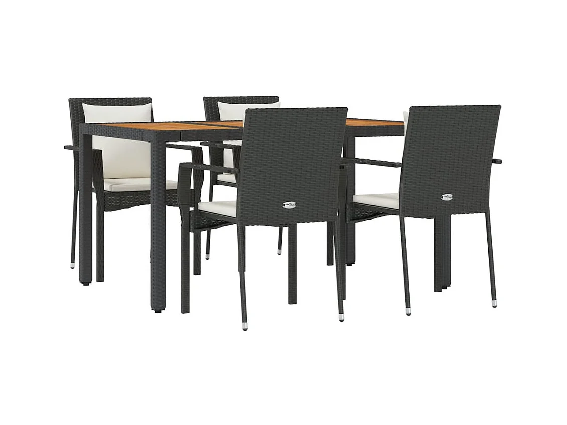 Set da pranzo da giardino in vimini di resina nera da 5 pezzi e cuscini 02_0014871