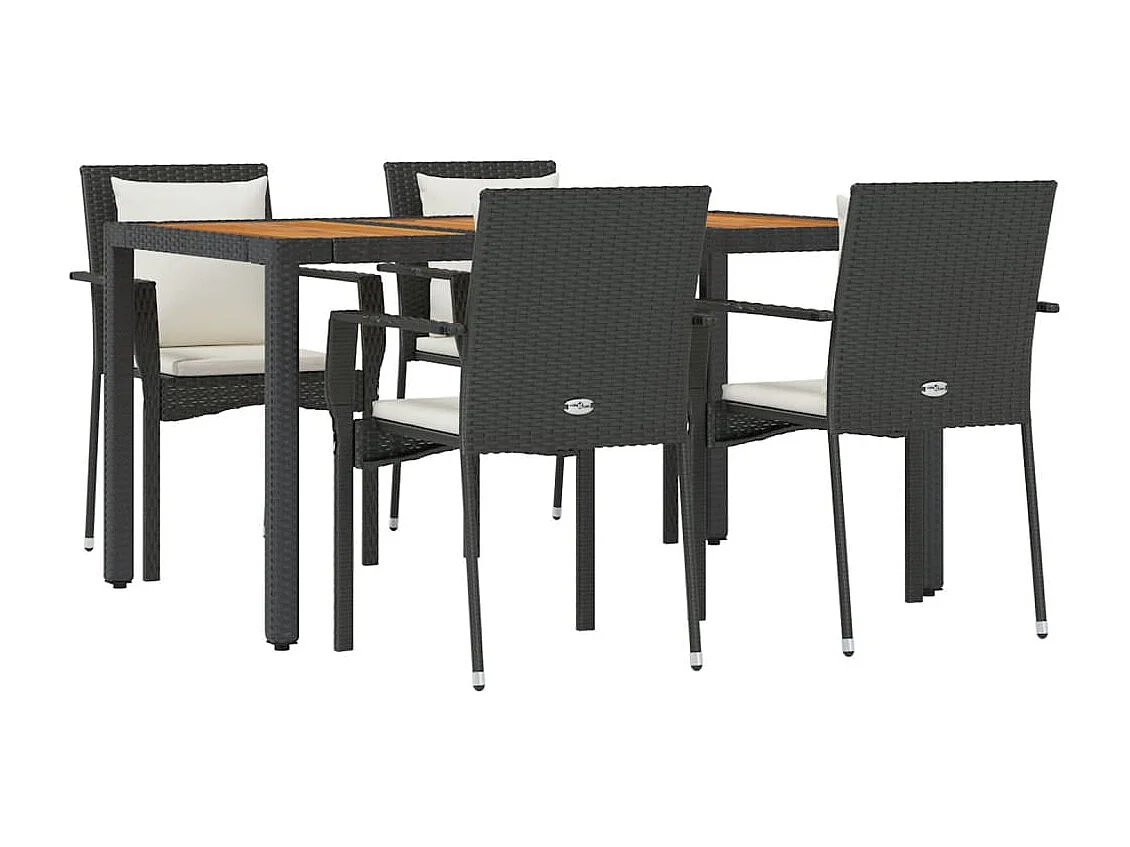 Set da pranzo da giardino in vimini di resina nera da 5 pezzi e cuscini 02_0014871