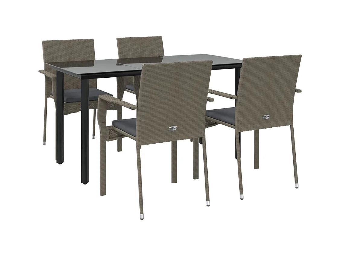 Móveis de jantar de jardim e almofadas 5 peças preto e cinza 02_0014858