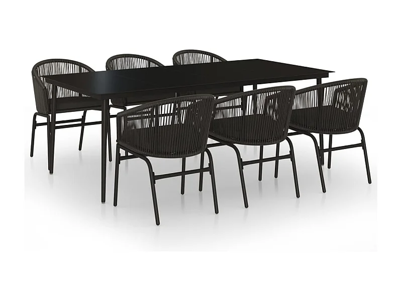 Conjunto de jantar de jardim com 7 peças preto 02_0014024