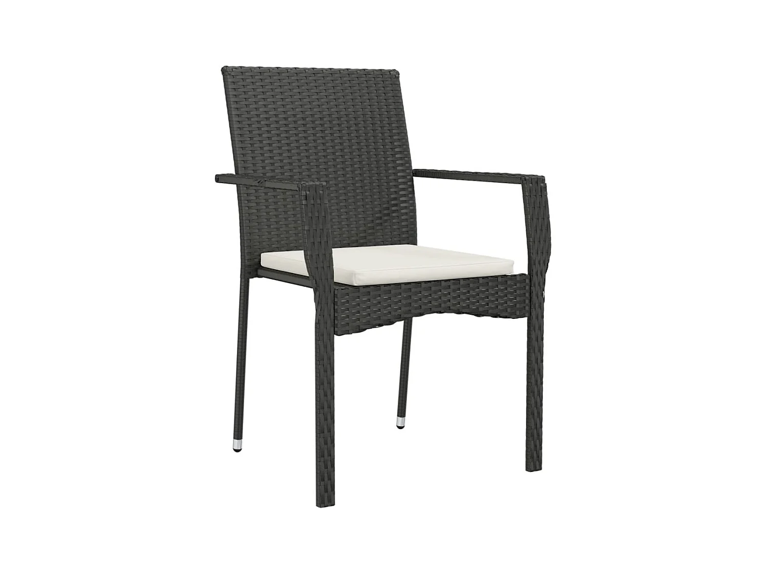 Mobili da pranzo e cuscini da giardino 5 pezzi in resina intrecciata nera 02_0014887