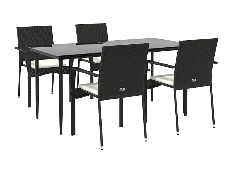 Mobilier à dîner de résine noire 160 x 80 x 74 cm 02_0014887