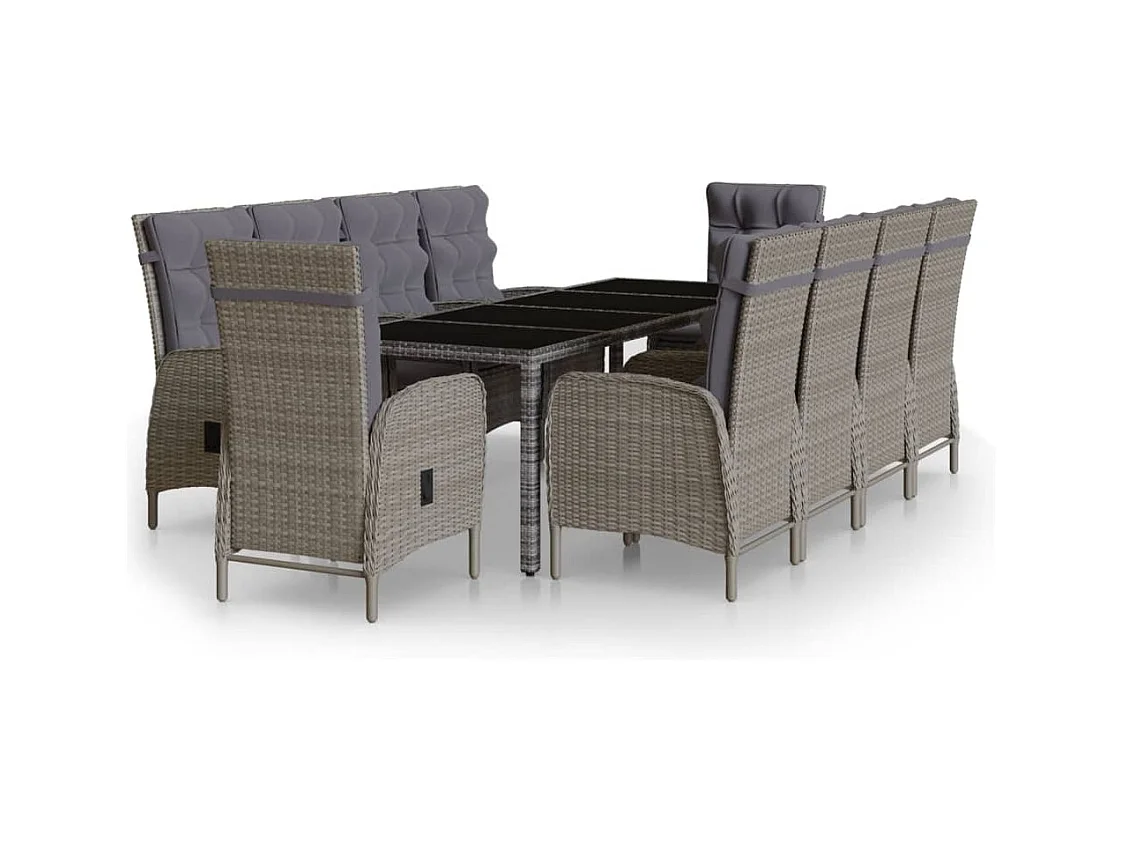 Mobilier à dîner de résine grise 250 x 100 x 75 cm 02_0014743