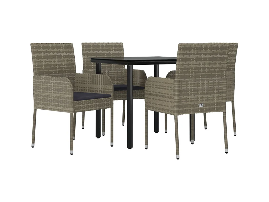 Móveis de jantar móveis de jardim e almofadas 5 peças preto e cinza 02_0014864