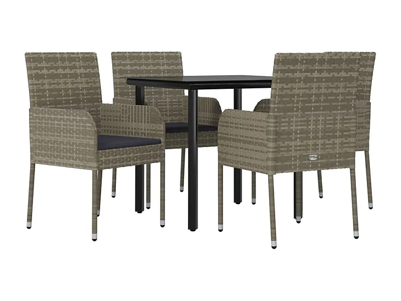 Mobili da pranzo mobili da giardino e cuscini 5 pezzi nero e grigio 02_0014864