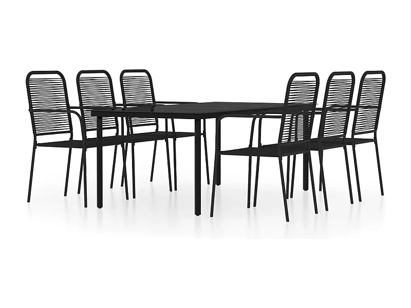 Conjunto de comedor de jardín de 7 piezas para exterior color negro 02_0014007