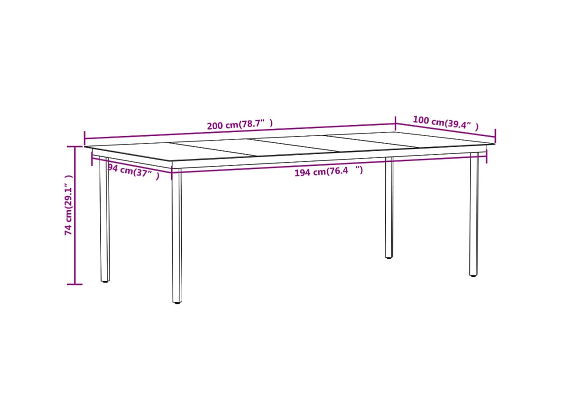 Conjunto de comedor de jardín de 7 piezas para exterior color negro 02_0014007
