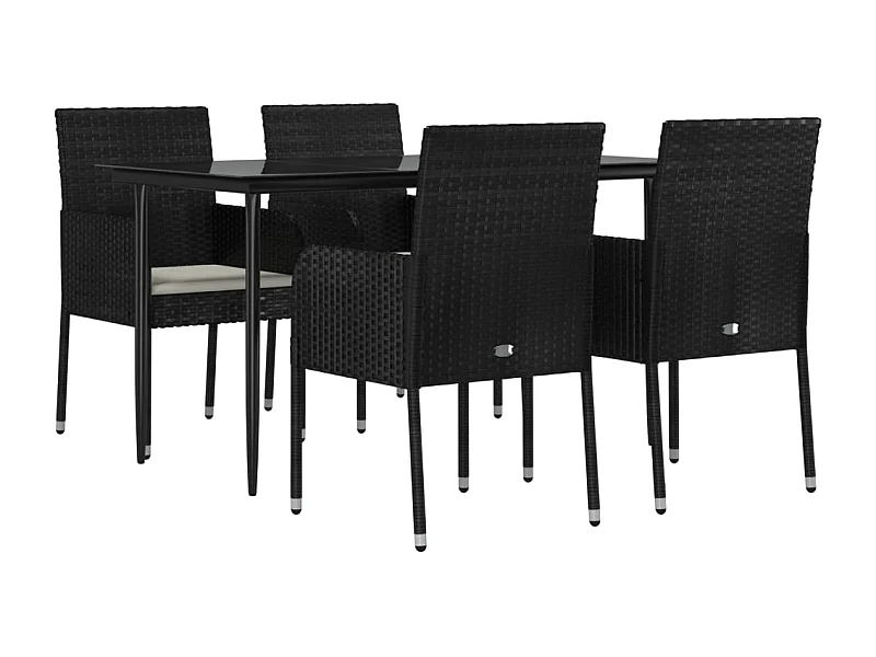 Mobilier à dîner de résine noire 140 x 70 x 74 cm 02_0014878