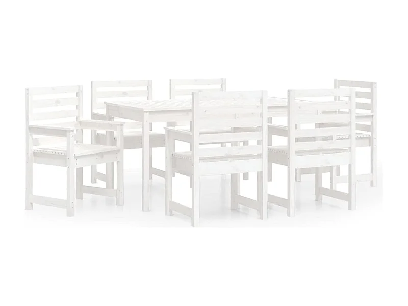 Set da pranzo da giardino 7 pezzi bianco legno massello di pino 02_0014338