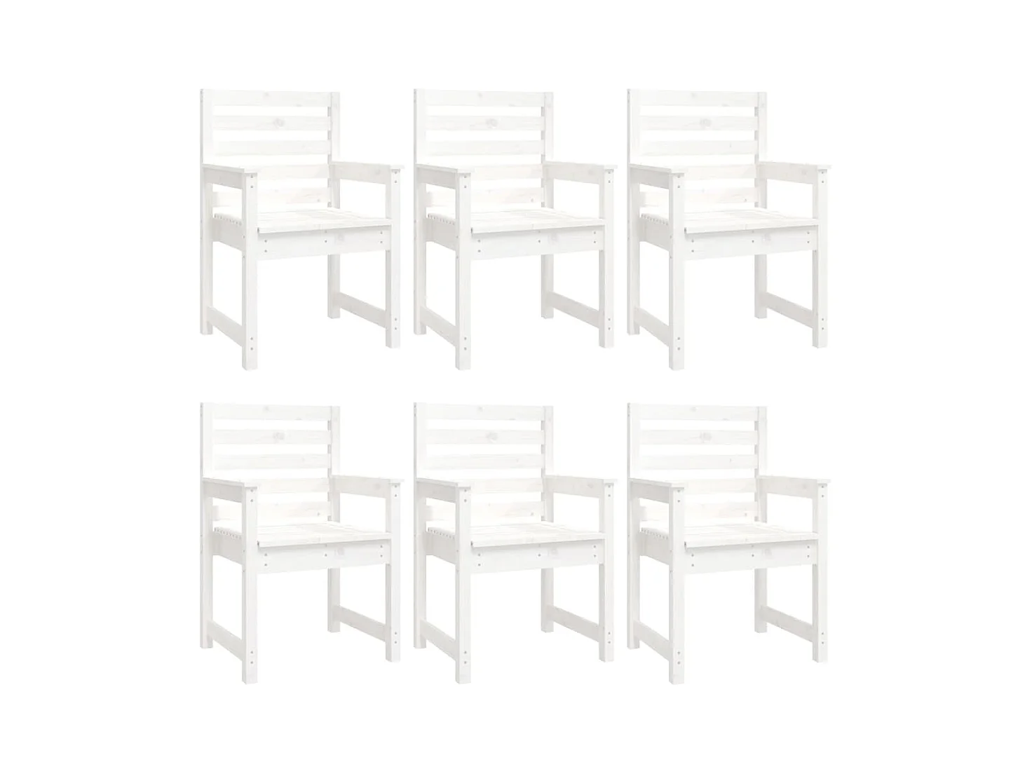 Conjunto de comedor de jardín de 7 piezas blanco madera maciza de pino 02_0014338