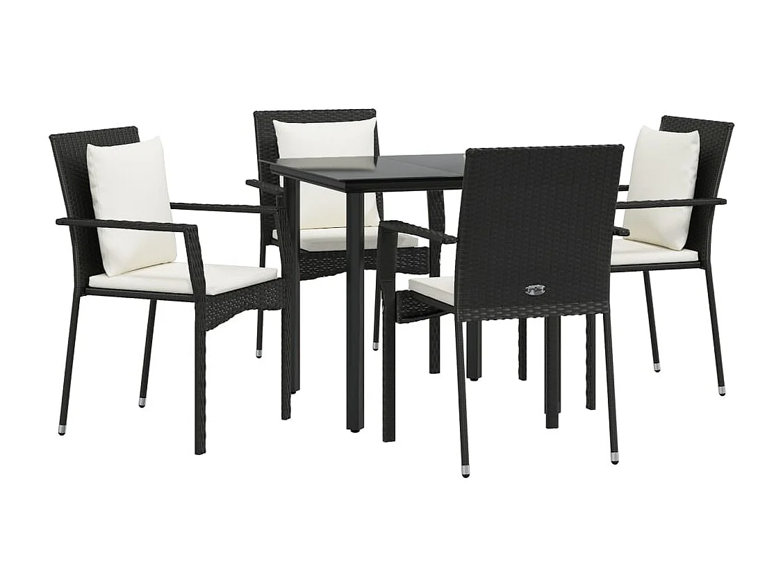 Mobilier à dîner de résine noire 80 x 80 x 74 cm 02_0014884