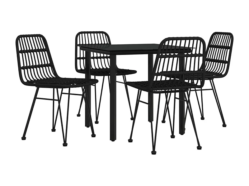Mobilier à dîner de résine noire 80 x 80 x 74 cm 02_0014786