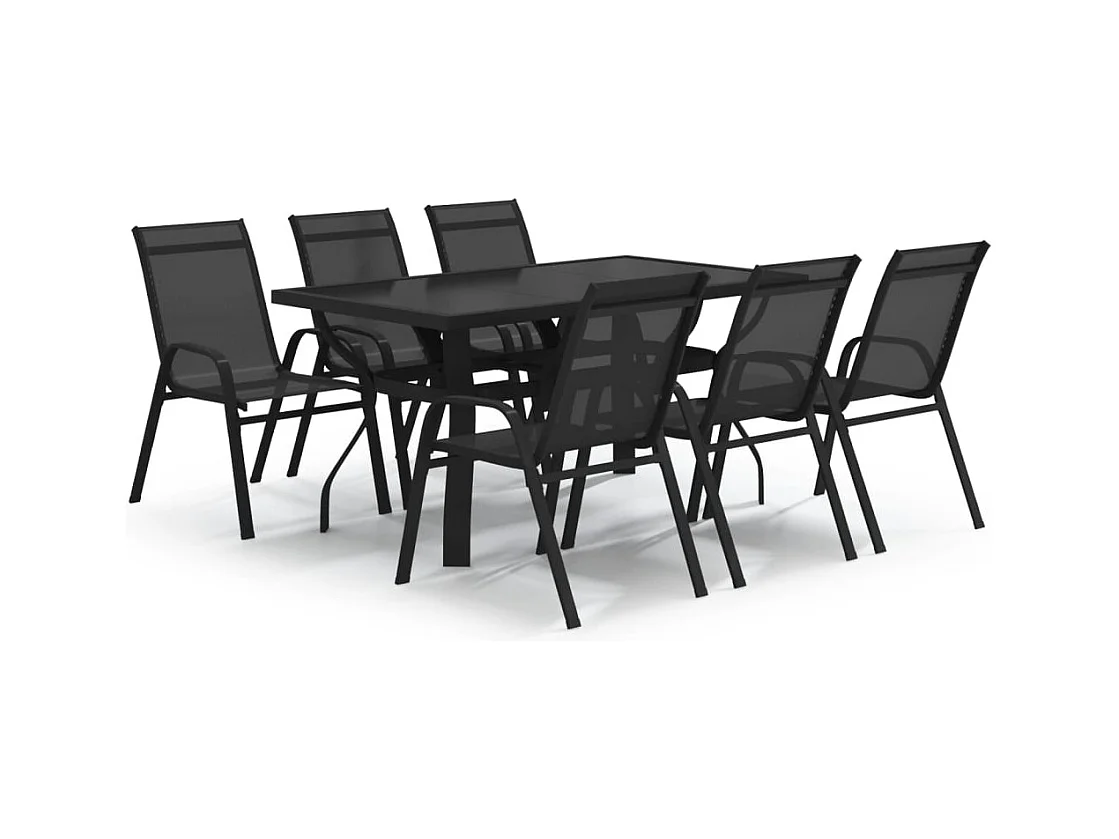 Set da pranzo da giardino con mobili da esterno da 7 pezzi nero 02_0014028