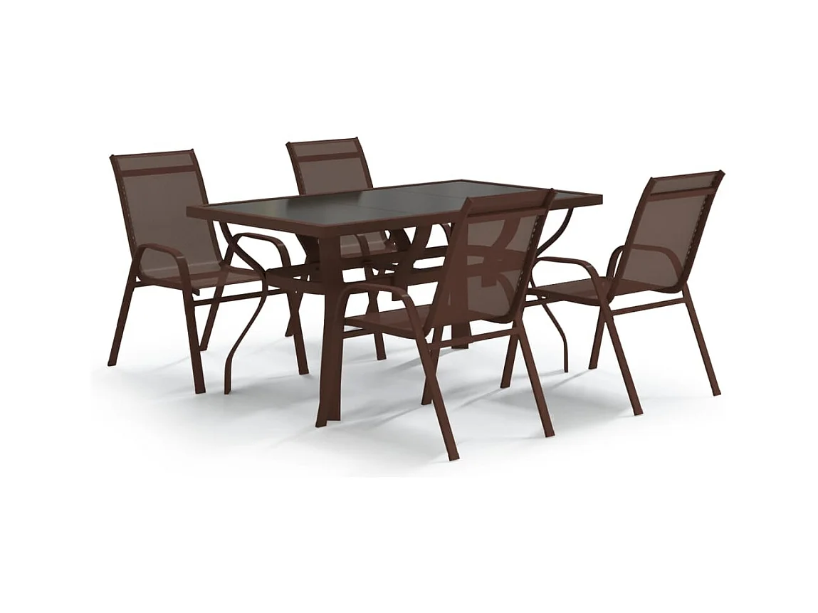 Conjunto de jantar de jardim com 5 peças para móveis de área externa marrom e preto 02_0013832