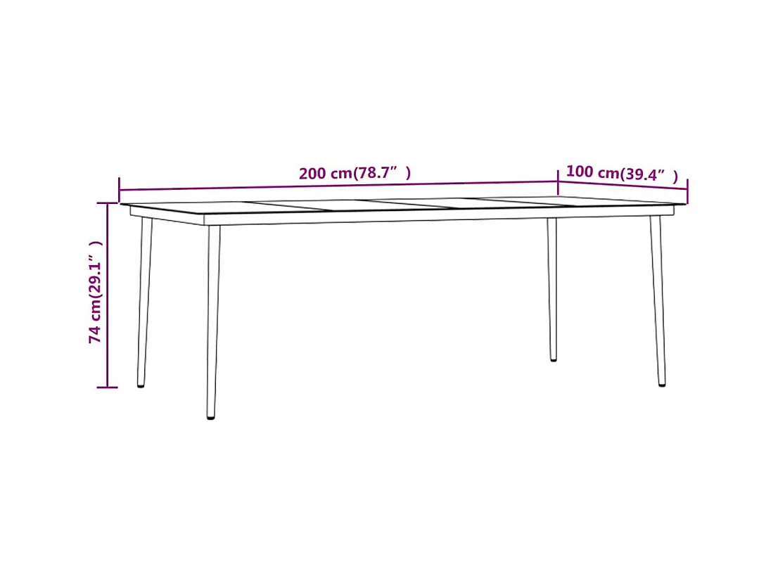 Ensemble de salle à grise 200 x 100 x 74 cm 02_0014171