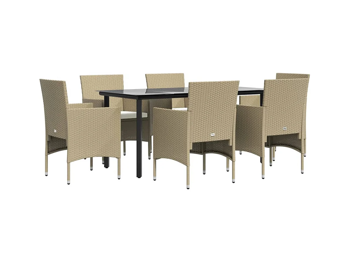 Cojines para muebles de jardín y comedor 7 piezas beige/negro 02_0014622