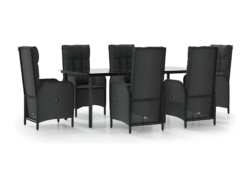 Set da pranzo da giardino in resina nera con cuscini 7 pezzi 02_0014462