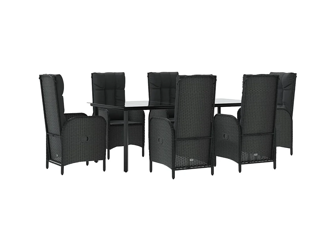 Conjunto de jantar de jardim de vime com resina preta de 7 peças com almofadas 02_0014462