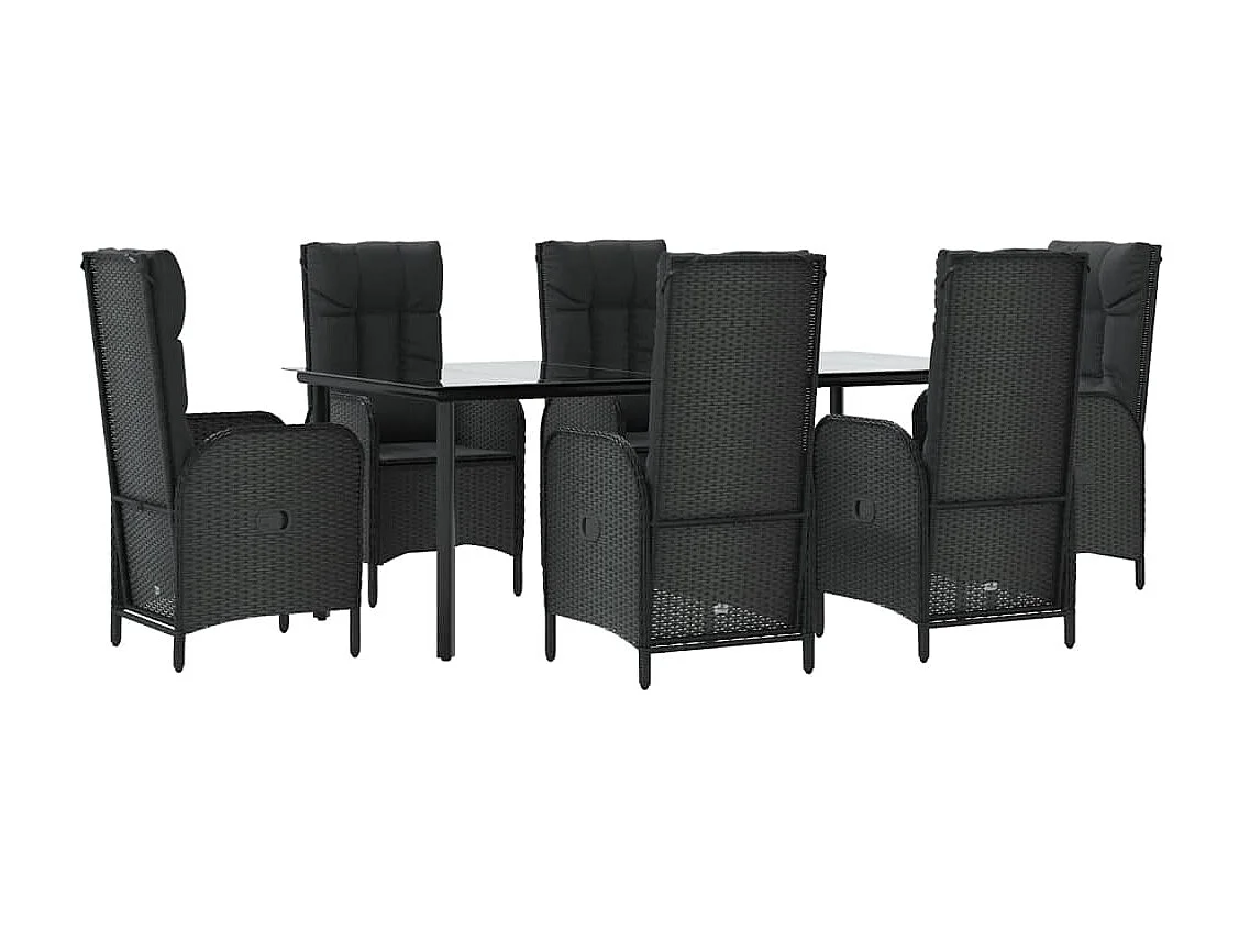 Set da pranzo da giardino in resina nera con cuscini 7 pezzi 02_0014462