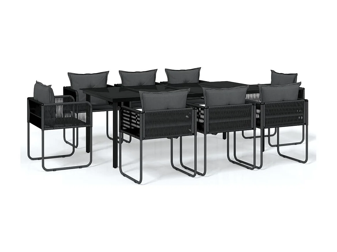 Set da pranzo da giardino con mobili da esterno da 9 pezzi nero 02_0014117