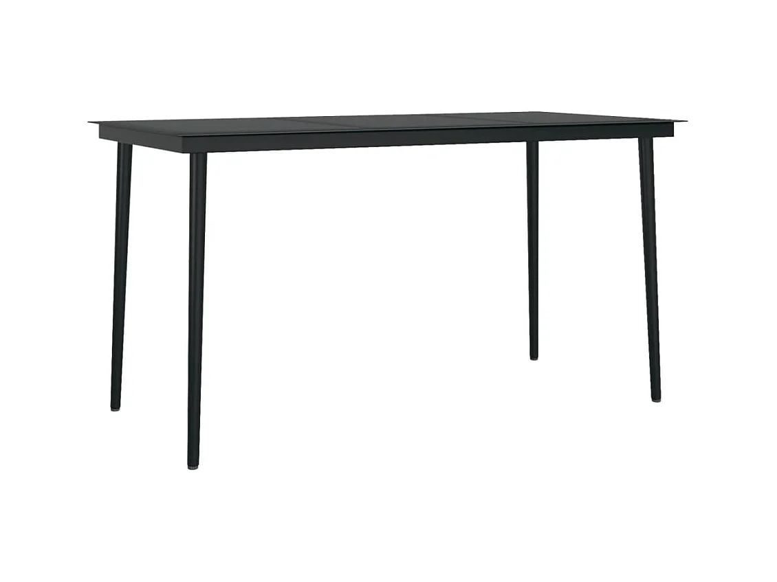 Móveis de sala de jantar de jardim com almofadas 7 peças pretas 02_0014603