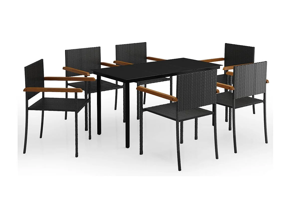 Conjunto de comedor de jardín de 7 piezas para exterior color negro 02_0014032