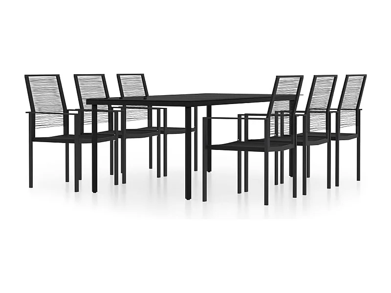 Set da pranzo da giardino con mobili da esterno 7 pezzi nero 02_0014038