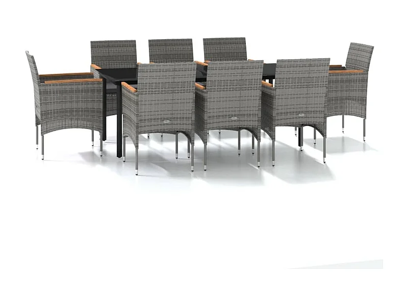Conjunto de jantar de jardim móveis para área externa e almofadas 9 peças cinza/preto 02_0014193