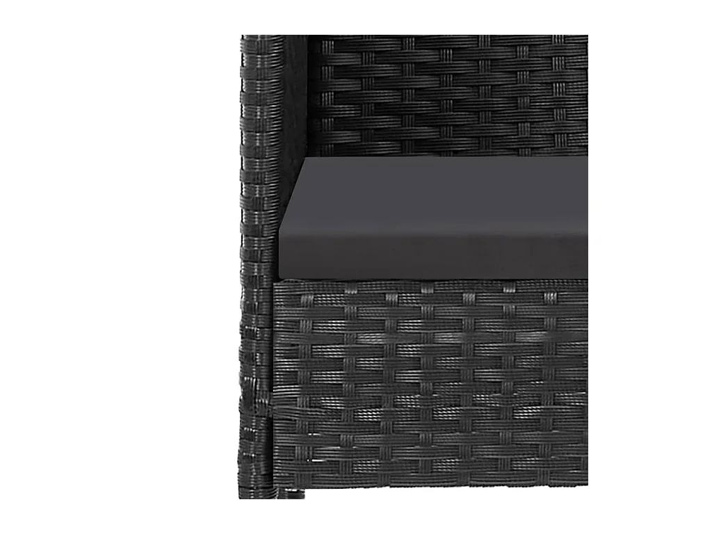 Mobili da pranzo e cuscini da giardino 5 pezzi in resina intrecciata nera 02_0014865