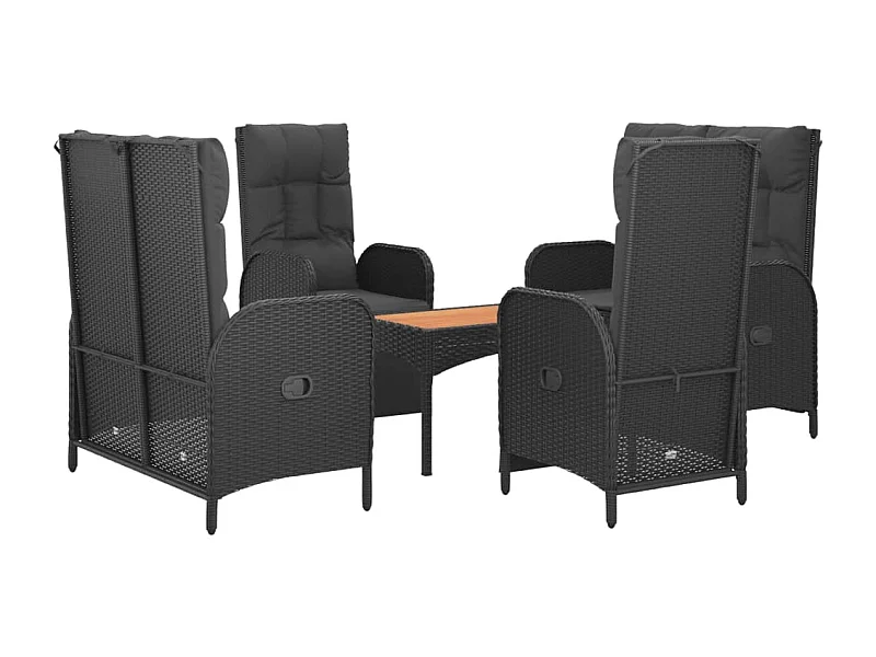 Mobili da pranzo e cuscini da giardino 5 pezzi in resina intrecciata nera 02_0014890