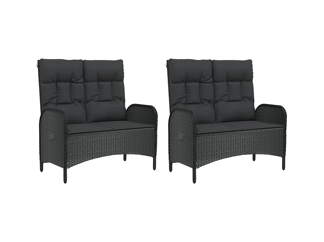 Mobili da pranzo e cuscini da giardino 5 pezzi in resina intrecciata nera 02_0014890