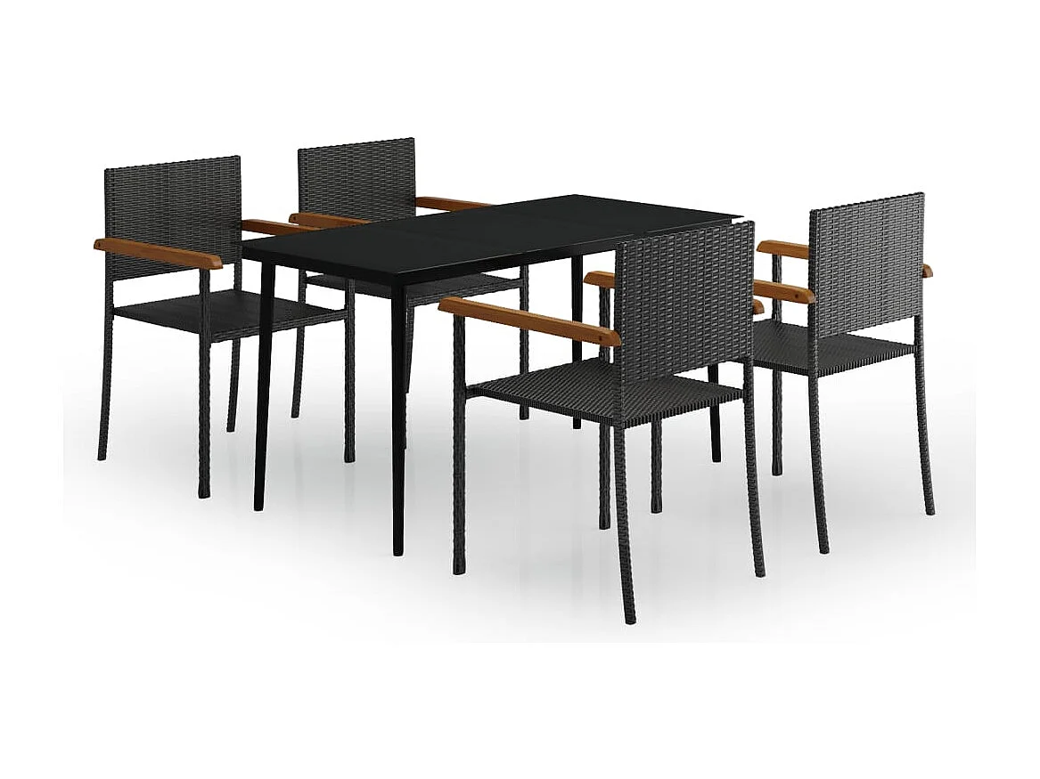 Conjunto de comedor de jardín de 5 piezas para exterior color negro 02_0013897