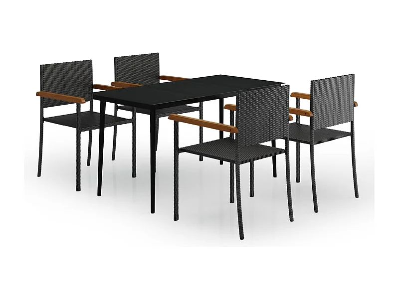 Conjunto de comedor de jardín de 5 piezas para exterior color negro 02_0013897