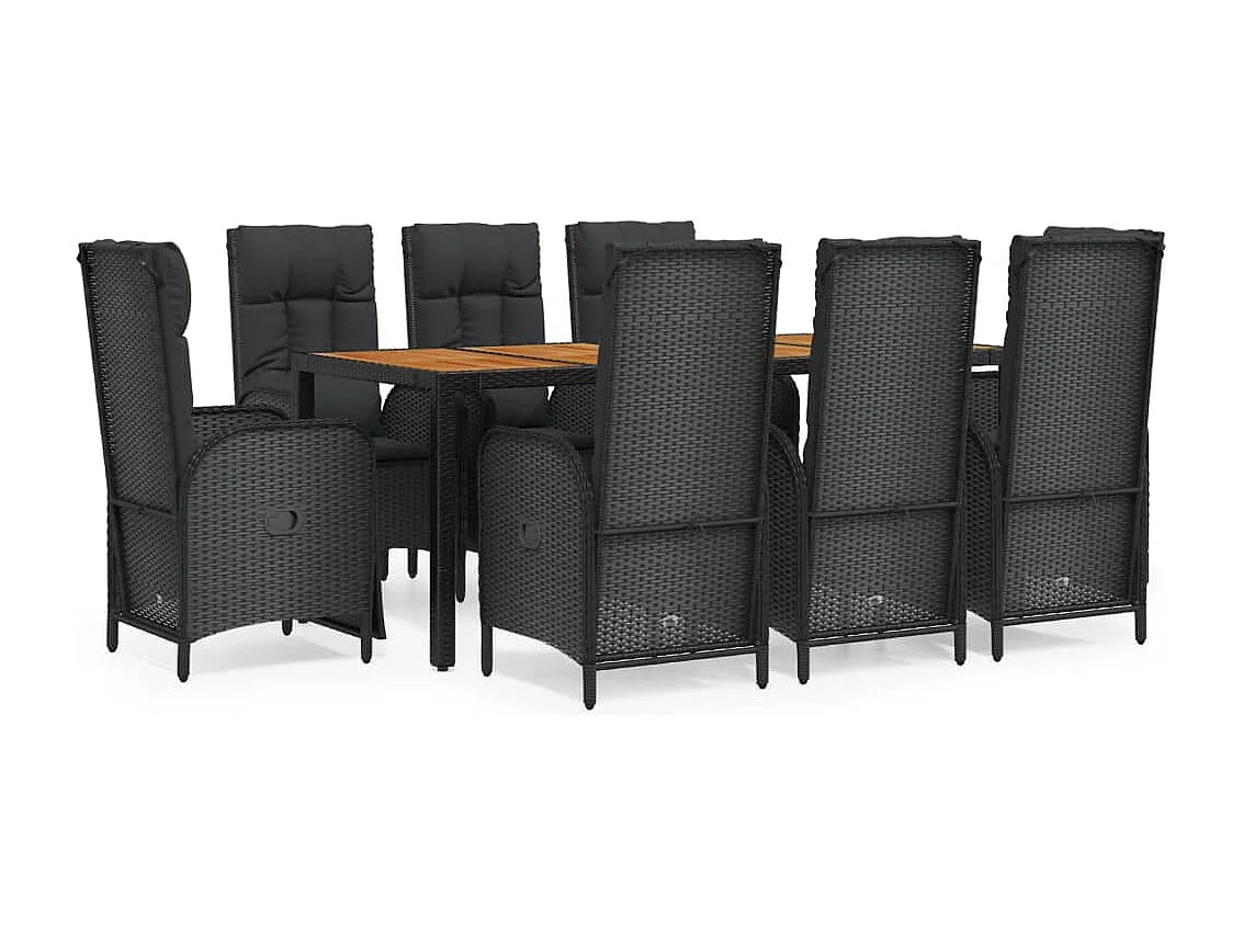 Mobilier à dîner de résine noire 190 x 90 x 75 cm 02_0014829
