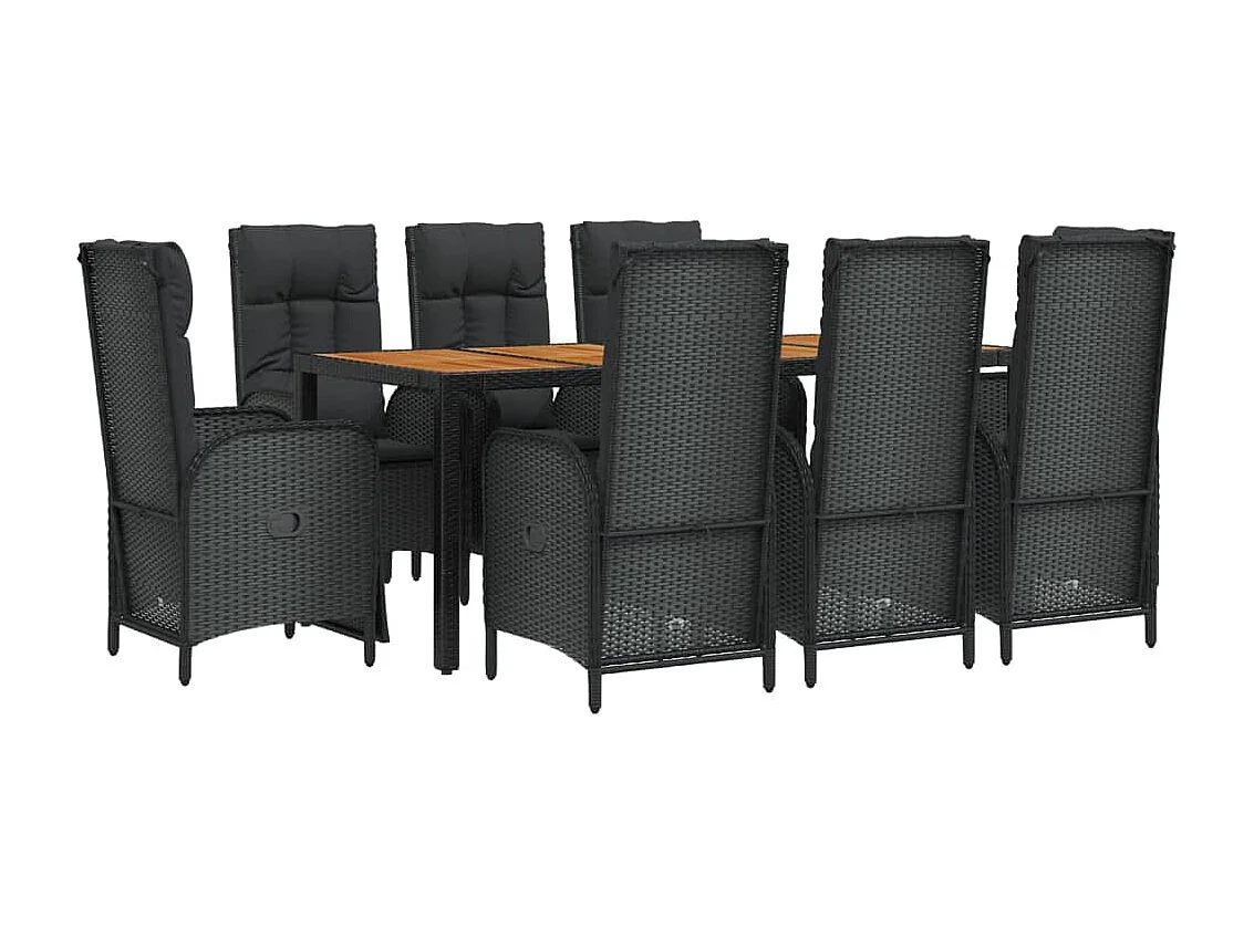 Mobilier à dîner de résine noire 190 x 90 x 75 cm 02_0014829