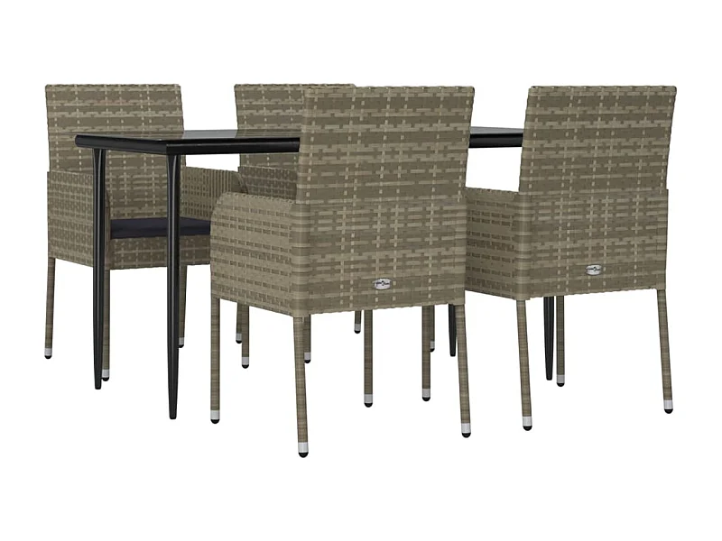 Muebles de comedor y cojines de jardín 5 piezas negro y gris 02_0014859