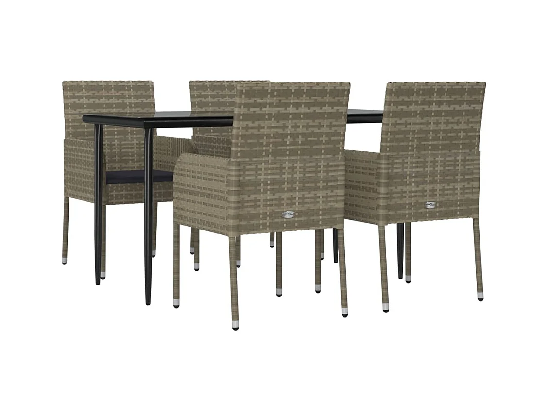 Móveis de jantar de jardim e almofadas 5 peças preto e cinza 02_0014859