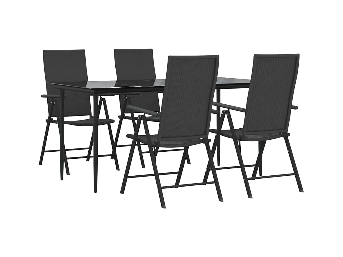 Mobilier à dîner de résine noire 160 x 80 x 74 cm 02_0014780